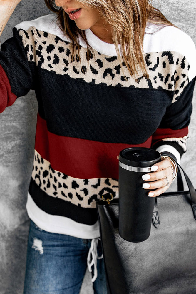 Leopard Colorblock Pullover