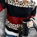  Leopard Colorblock Pullover