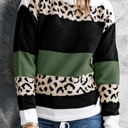 Large Green Leopard Colorblock Pullover