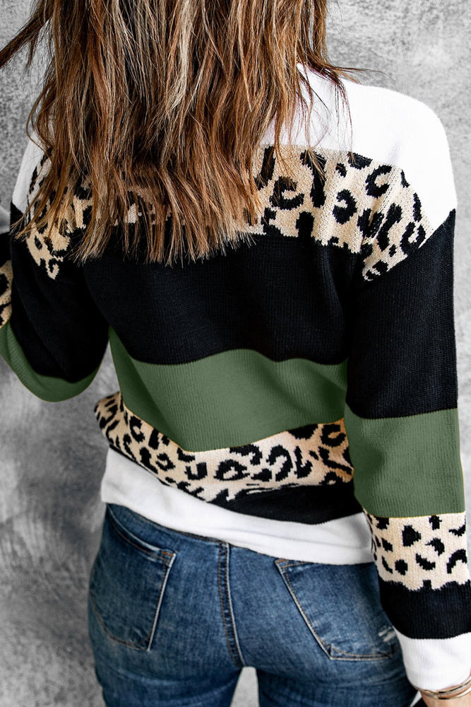 Leopard Colorblock Pullover