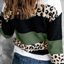 Small Green Leopard Colorblock Pullover