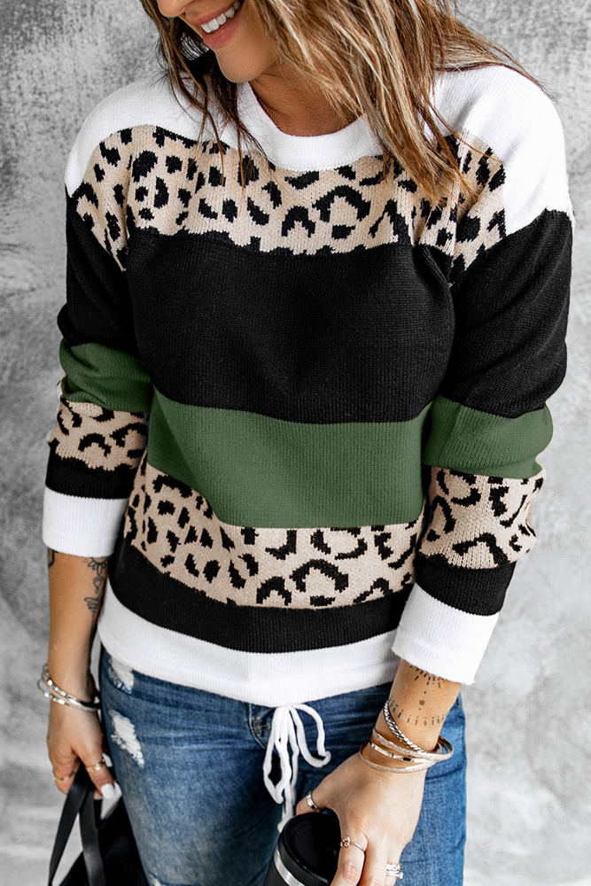 Leopard Colorblock Pullover