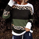 Small Green Leopard Colorblock Pullover