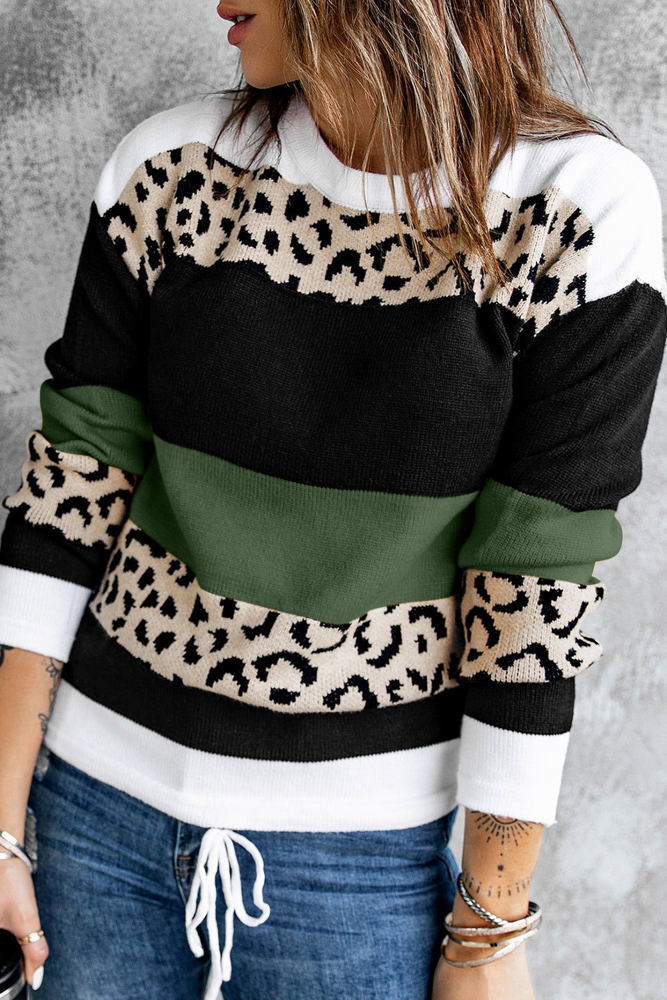 Leopard Colorblock Pullover