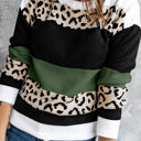 Small Green Leopard Colorblock Pullover