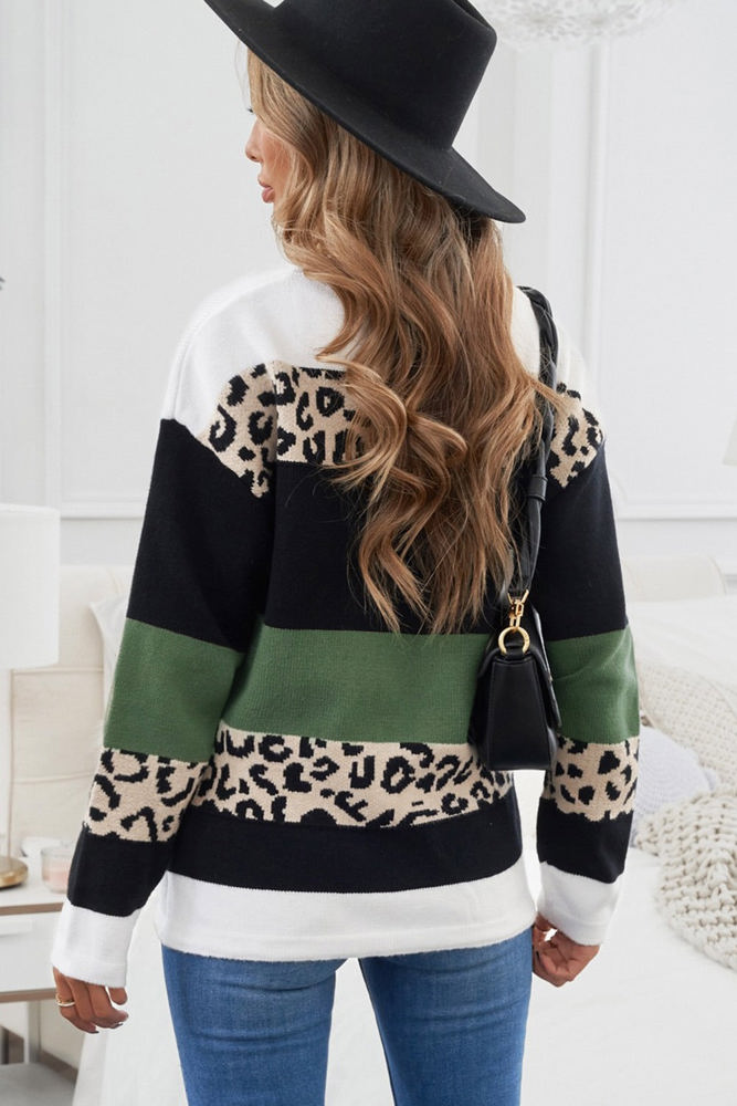 Leopard Colorblock Pullover