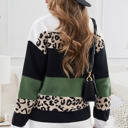 Small Green Leopard Colorblock Pullover