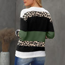 Small Green Leopard Colorblock Pullover