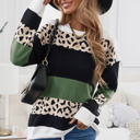 Small Green Leopard Colorblock Pullover