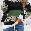 Small Green Leopard Colorblock Pullover