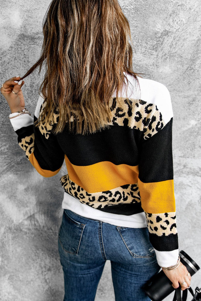 Leopard Colorblock Pullover