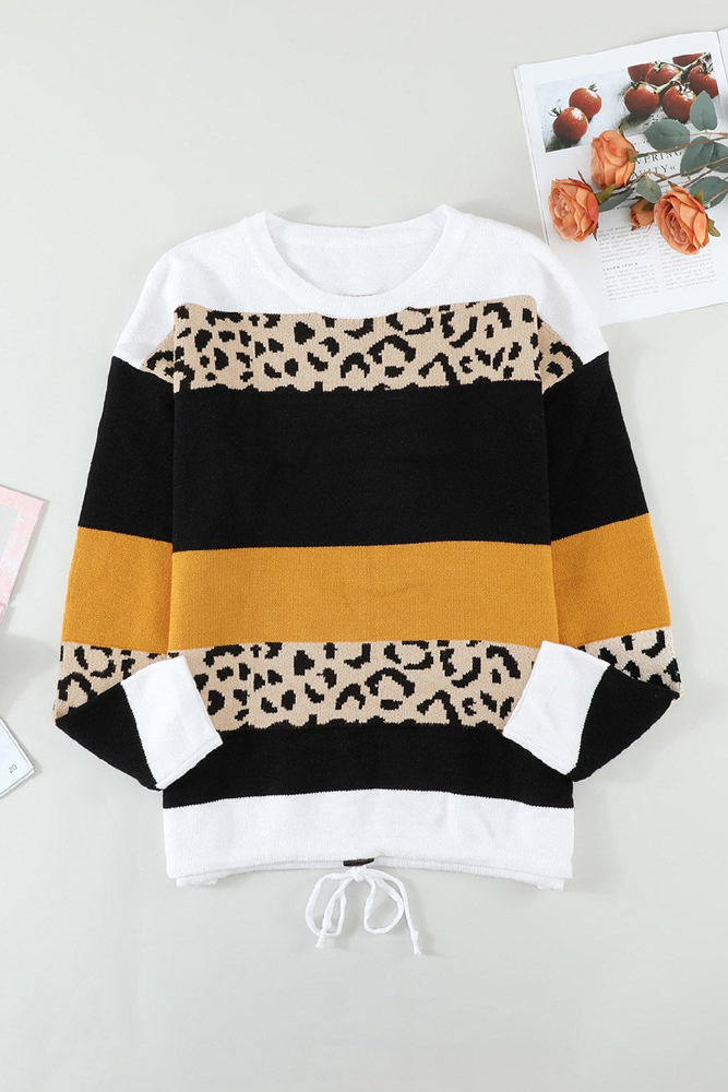 Leopard Colorblock Pullover