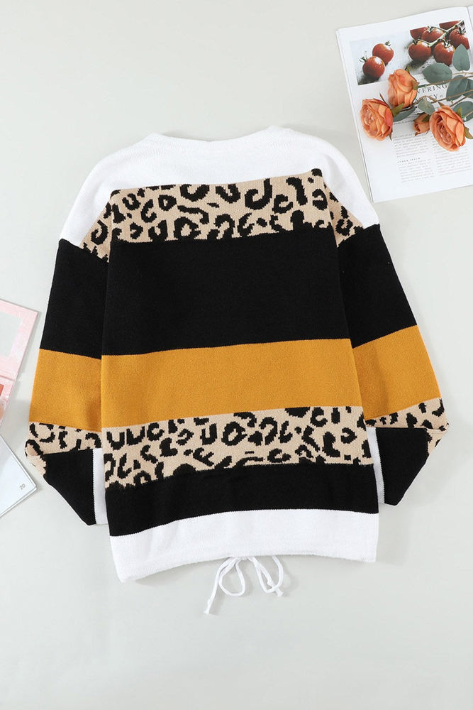 Leopard Colorblock Pullover