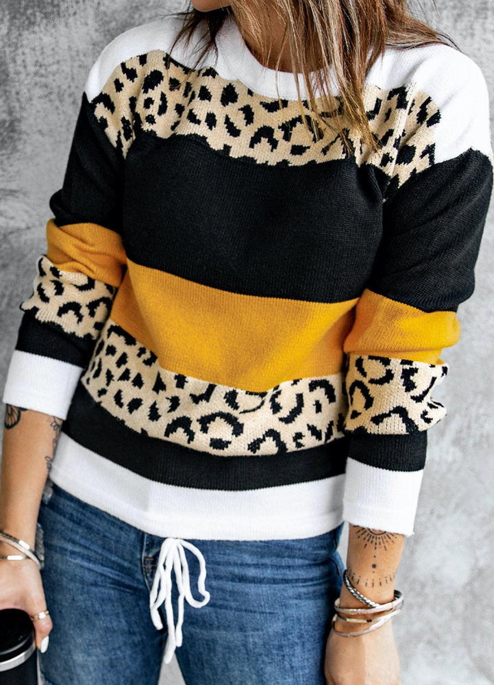 Leopard Colorblock Pullover