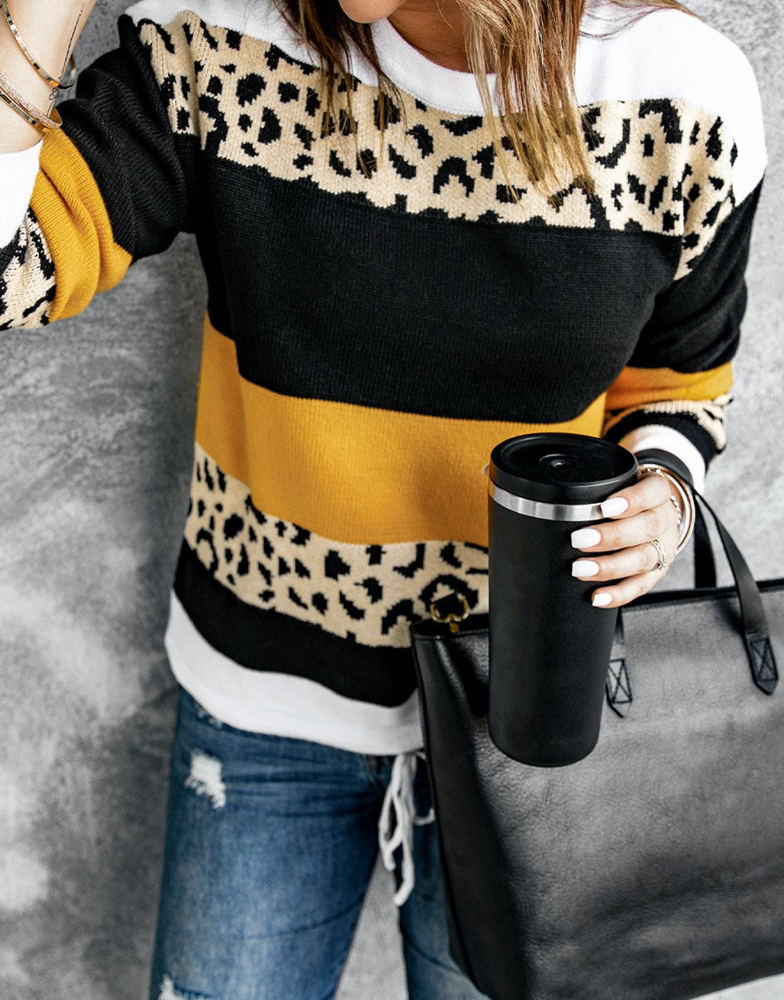 Leopard Colorblock Pullover