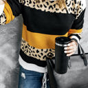 Small Orange Leopard Colorblock Pullover