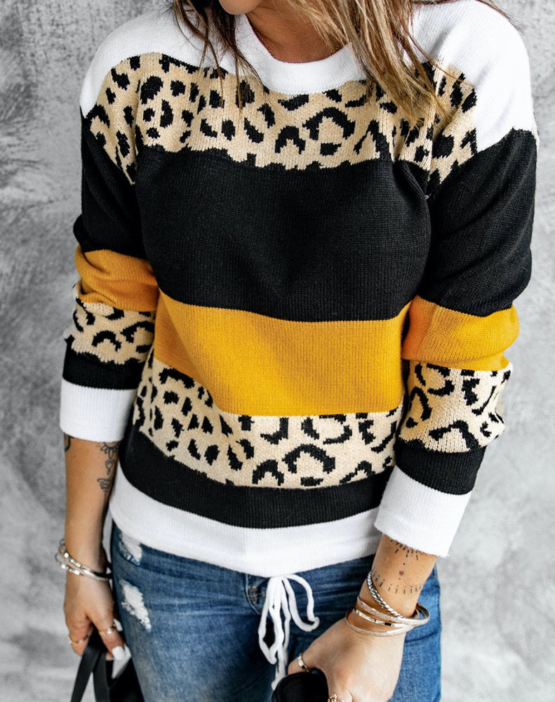 Leopard Colorblock Pullover