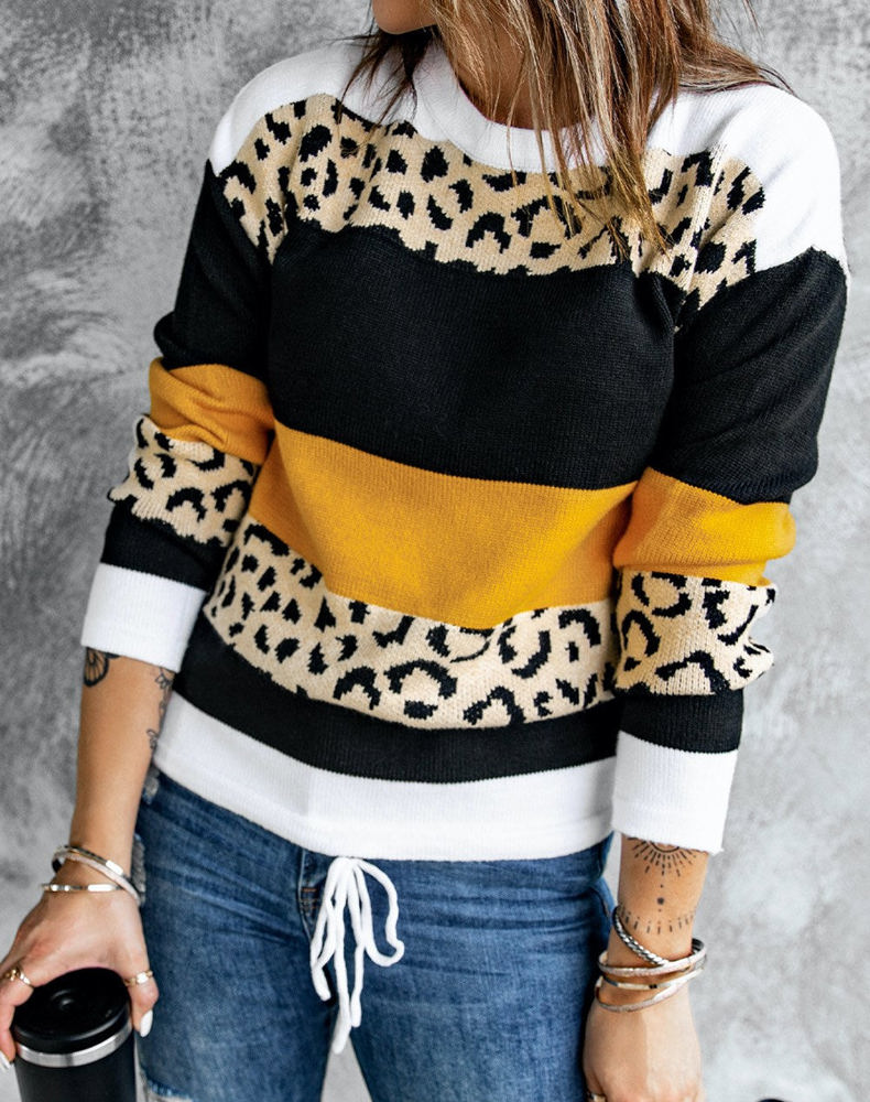 Leopard Colorblock Pullover