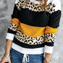 Small Orange Leopard Colorblock Pullover