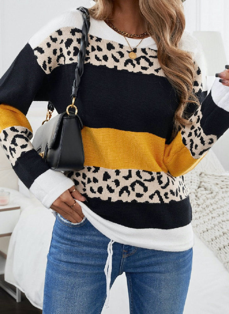 Leopard Colorblock Pullover