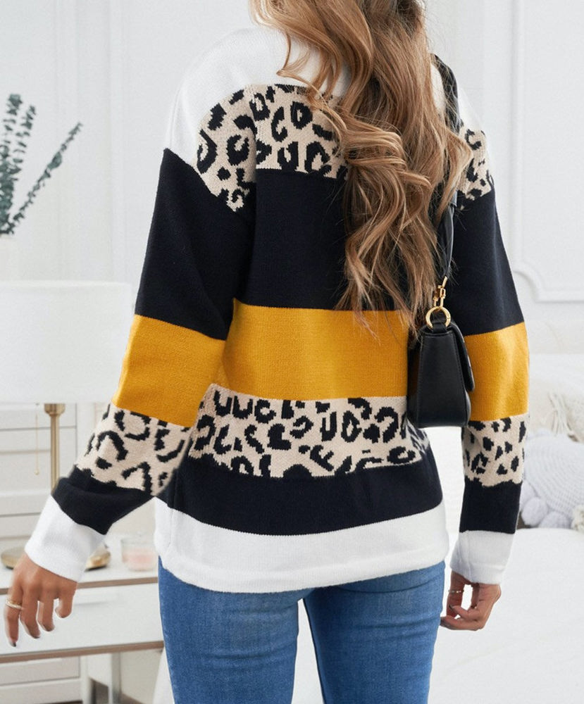 Leopard Colorblock Pullover