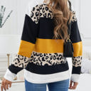 Small Orange Leopard Colorblock Pullover