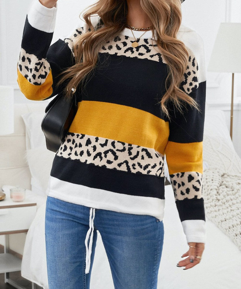 Leopard Colorblock Pullover