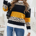 Small Orange Leopard Colorblock Pullover