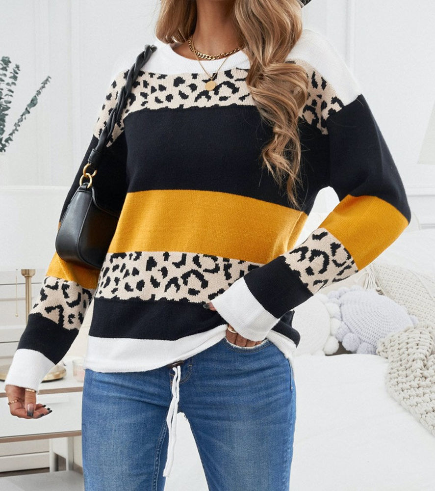 Leopard Colorblock Pullover