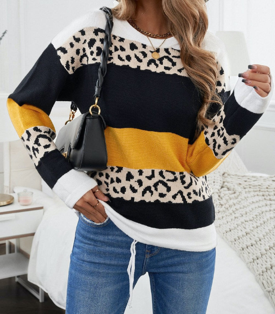 Leopard Colorblock Pullover