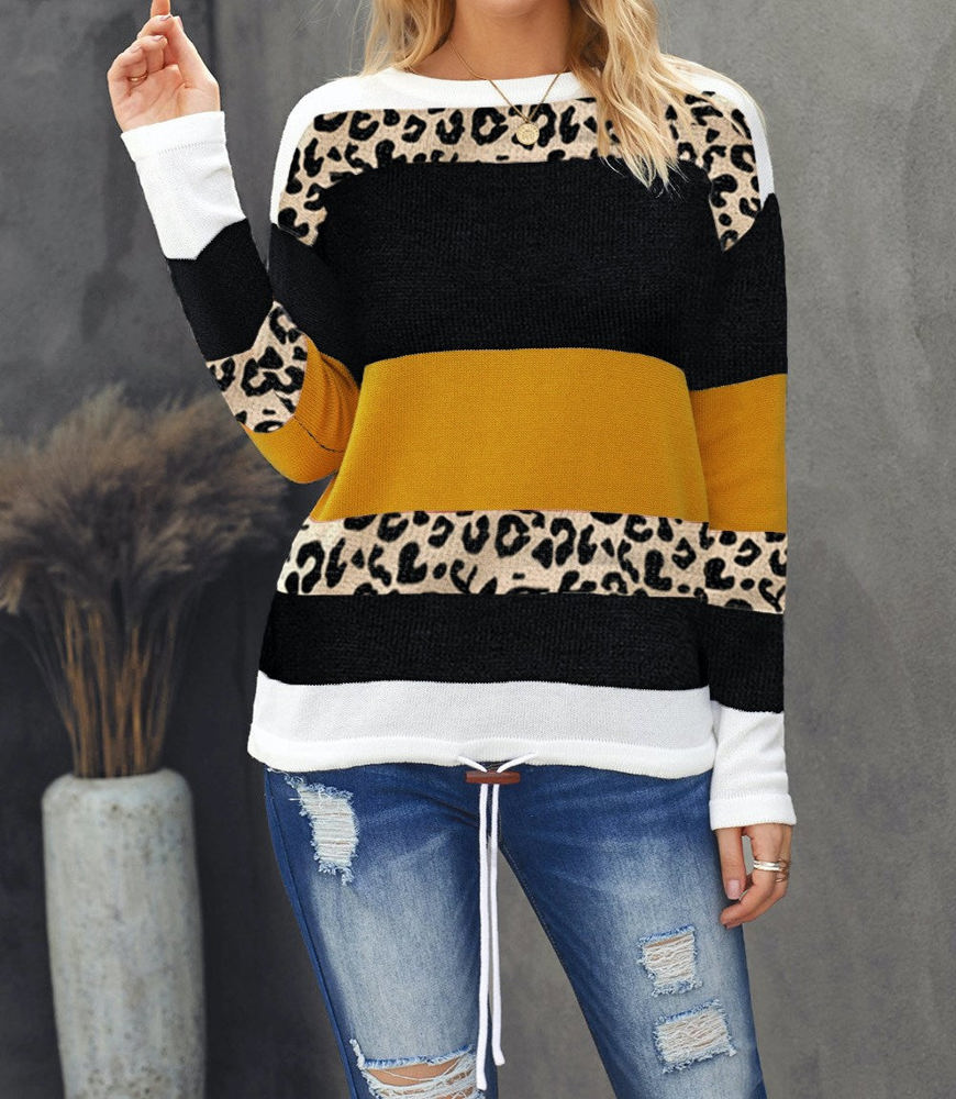 Leopard Colorblock Pullover