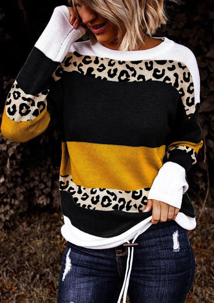 Leopard Colorblock Pullover