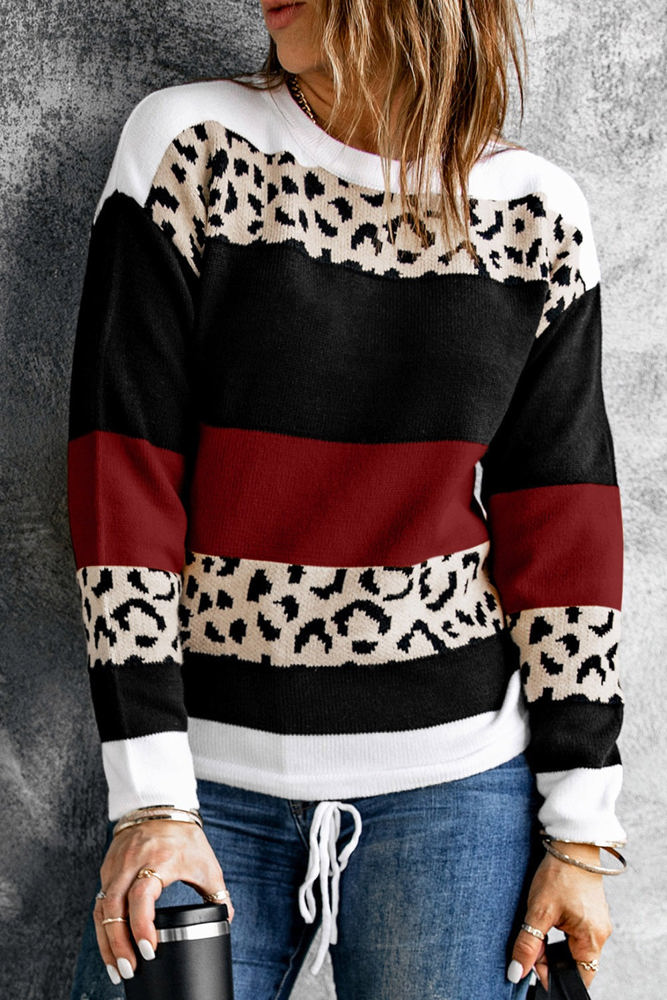 Leopard Colorblock Pullover