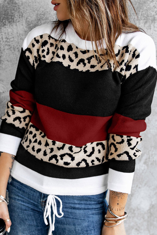 Leopard Colorblock Pullover