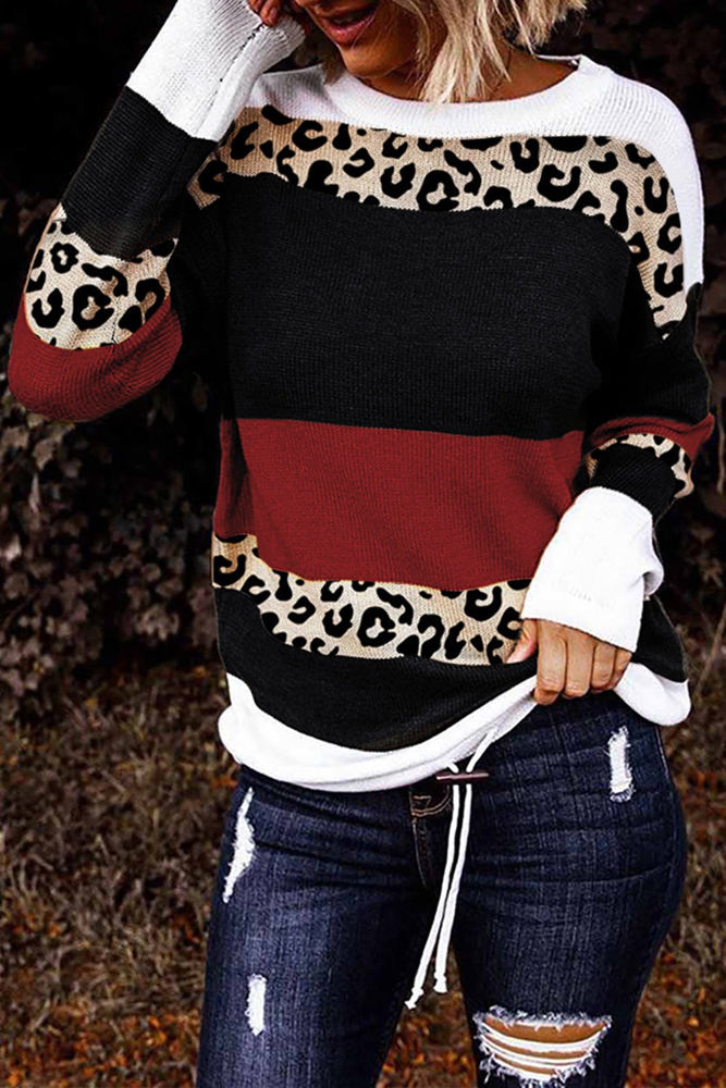 Leopard Colorblock Pullover