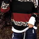 Small Red Leopard Colorblock Pullover