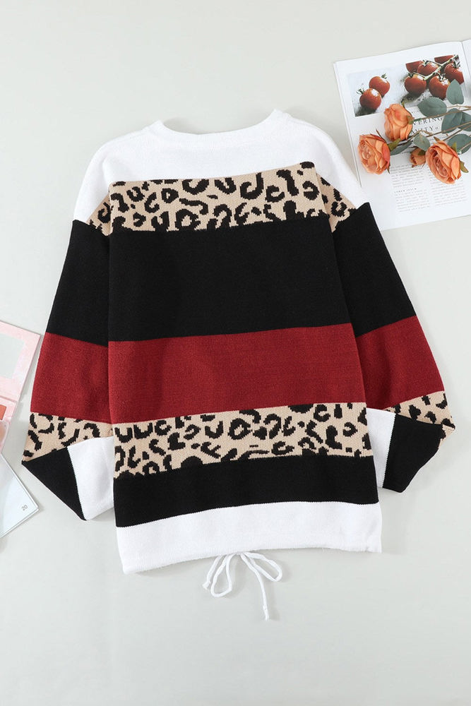 Leopard Colorblock Pullover