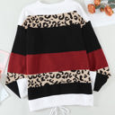 Small Red Leopard Colorblock Pullover