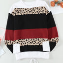 Small Red Leopard Colorblock Pullover