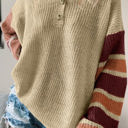 Large Apricot Striped Sleeve Drop Shoulder Knit Top