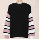 Large Black Striped Sleeve Drop Shoulder Knit Top