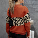 Large Red Leopard Colorblock V-Neck Top