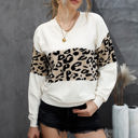 Large White Leopard Colorblock V-Neck Top