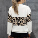 Large White Leopard Colorblock V-Neck Top