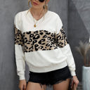 Large White Leopard Colorblock V-Neck Top