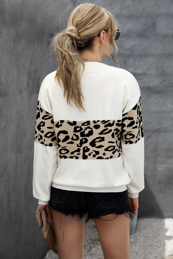 Leopard Colorblock V-Neck Top