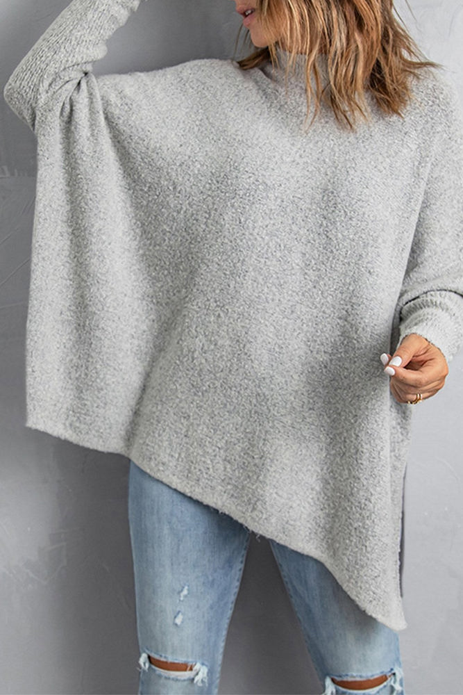 Batwing Side Slit Sweater Top