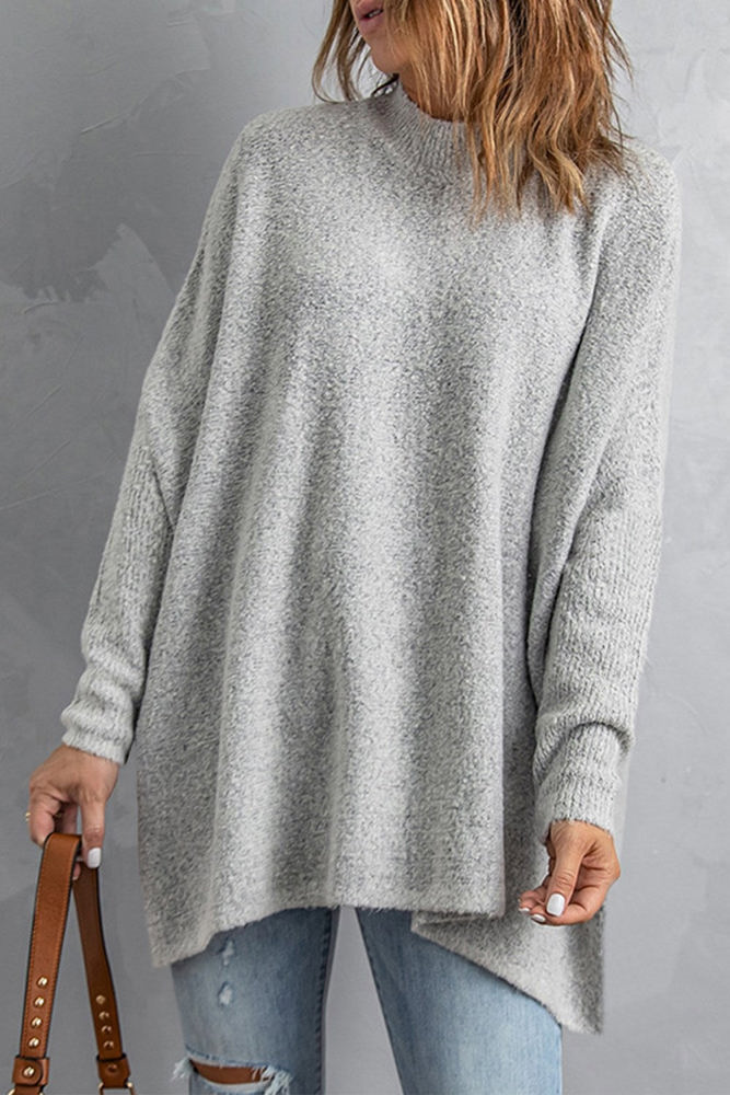 Batwing Side Slit Sweater Top