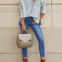 Small Gray Batwing Side Slit Sweater Top