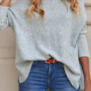 Small Gray Batwing Side Slit Sweater Top